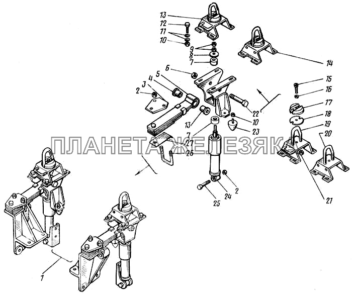 Подвеска задняя кабины 4310-5000005 КамАЗ-43101