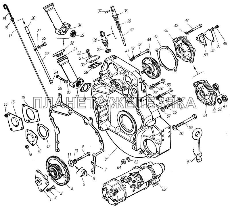 Установка картера маховика КамАЗ-4310 (каталог 2004 г)