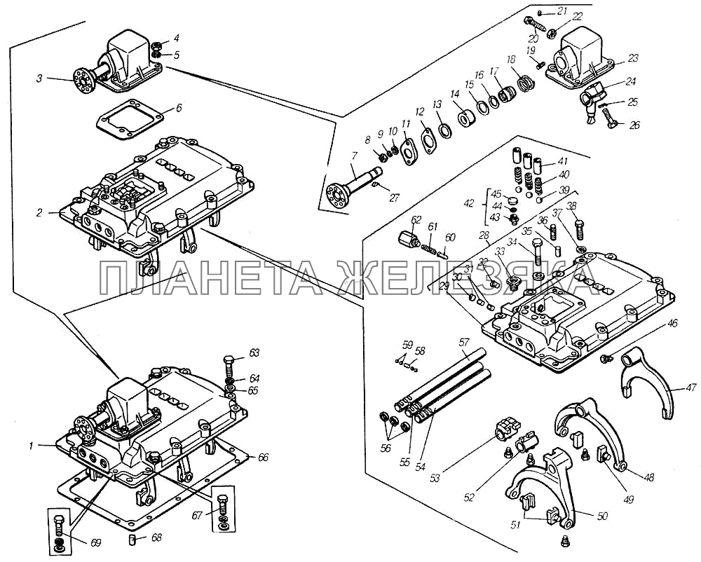 Механизм переключения передач КамАЗ-4310 (каталог 2004 г)