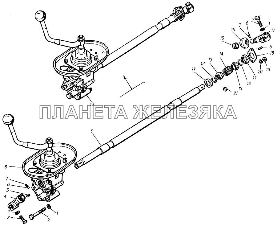 Привод управления механизмом переключения передач КамАЗ-4310 (каталог 2004 г)