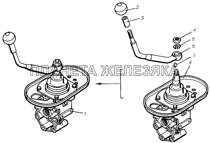 Опора с рычагом переключения передач КамАЗ-4310 (каталог 2004 г)