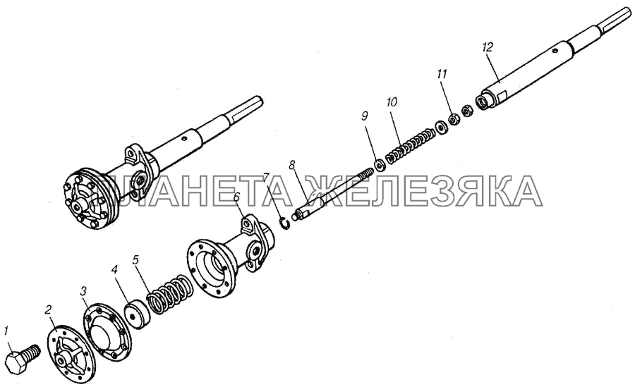 Механизм включения низшей передачи раздаточной коробки КамАЗ-4310 (каталог 2004 г)