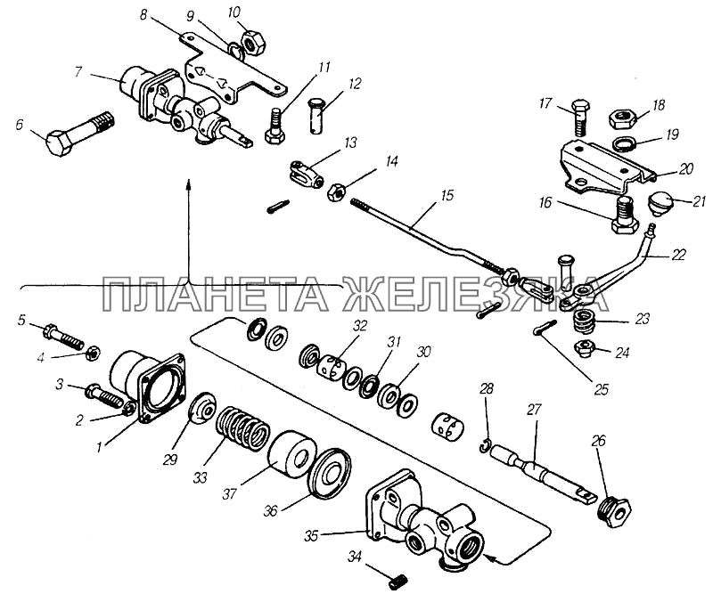 Кран управления давлением системы накачки шин КамАЗ-4310 (каталог 2004 г)