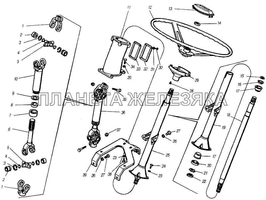 Колесо рулевое, крепление рулевого управления КамАЗ-4310 (каталог 2004 г)