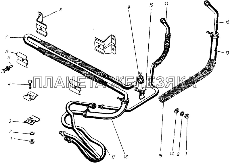 Радиатор масляный рулевого управления и трубопроводы КамАЗ-4310 (каталог 2004 г)
