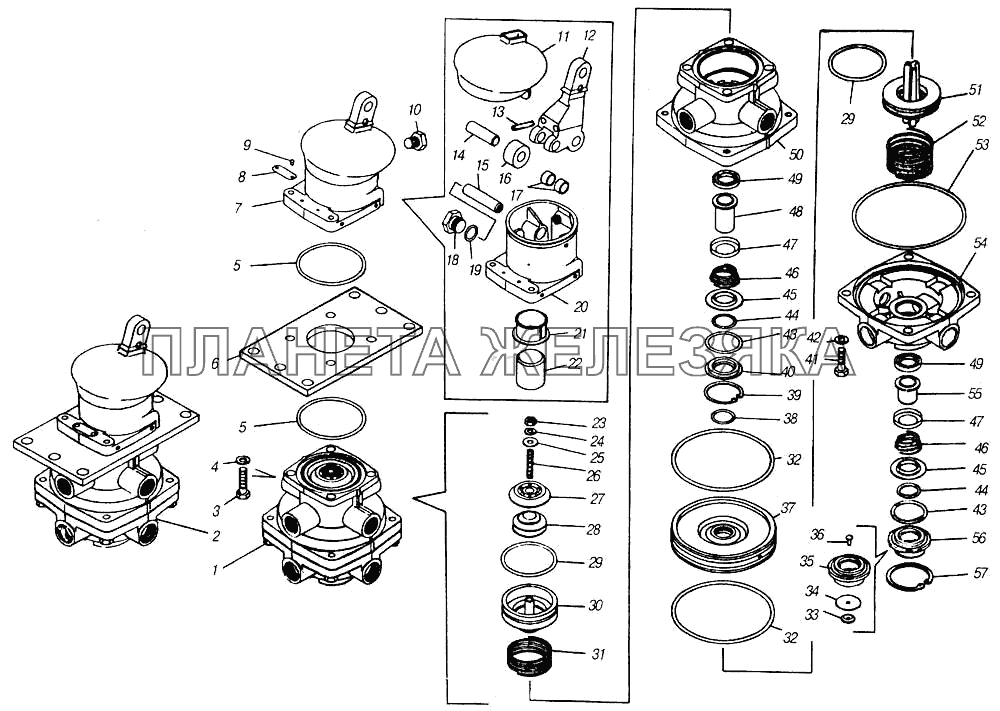 Кран тормозной двухсекционный КамАЗ-4310 (каталог 2004 г)
