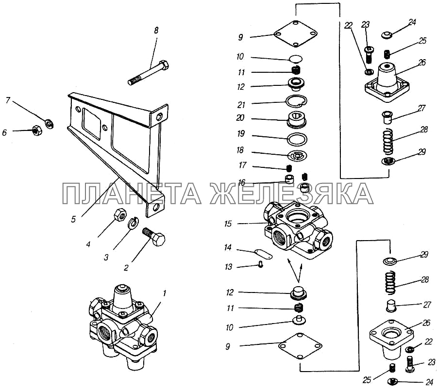Клапан защитный тройной КамАЗ-4310 (каталог 2004 г)