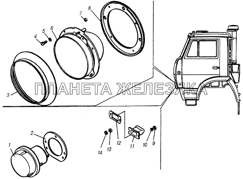 Фары, фонари передние КамАЗ-4310 (каталог 2004 г)