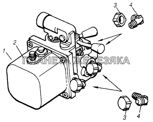 Насос опрокидывающего механизма кабины и запасного колеса КамАЗ-4310 (каталог 2004 г)