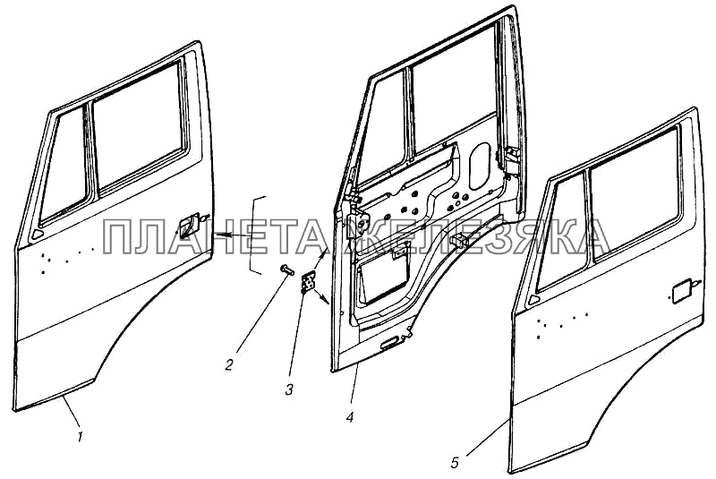 Дверь левая (сварка) КамАЗ-4310 (каталог 2004 г)