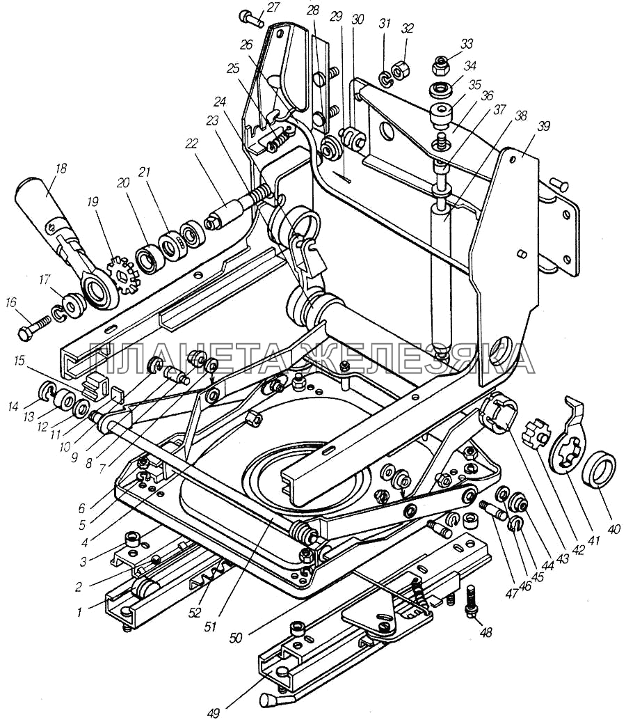 Установка сиденья водителя, подвеска и механизмы регулирования КамАЗ-4310 (каталог 2004 г)