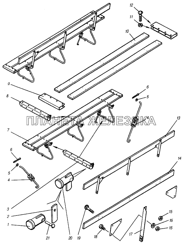 Скамейка платформы средняя в сборе КамАЗ-4310 (каталог 2004 г)