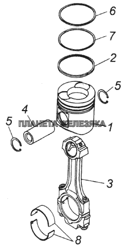 Поршень с шатуном и кольцами КамАЗ-43114