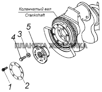 Установка полумуфты отбора мощности КамАЗ-4326 (каталог 2003г)