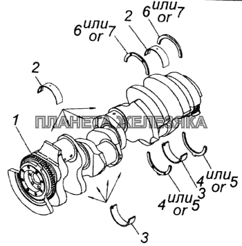 Установка вала коленчатого КамАЗ-4326 (каталог 2003г)