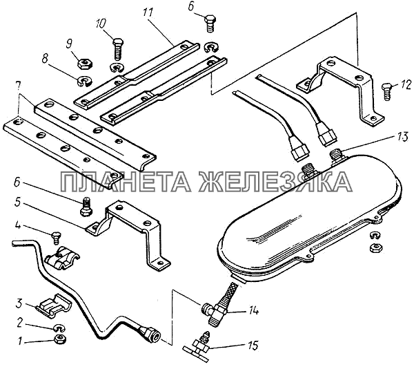 Крепление топливного бачка подогревателя КамАЗ-43114