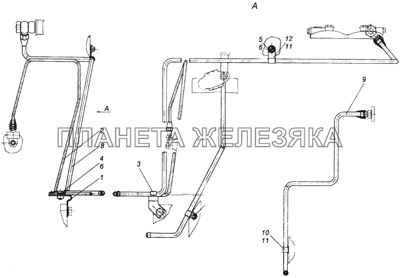 Установка топливопроводов КамАЗ-4326 (каталог 2003г)