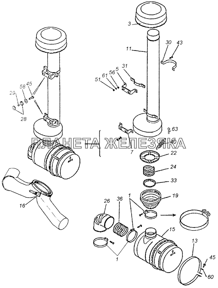 Установка воздушного фильтра КамАЗ-43118