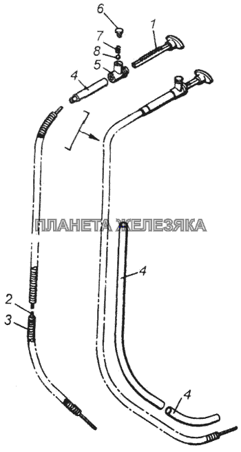 Тяга управления жалюзи радиатора КамАЗ-4326 (каталог 2003г)
