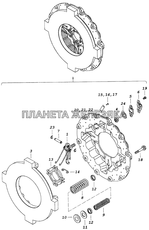 Диск нажимной сцепления с кожухом КамАЗ-43114