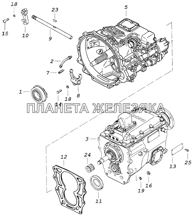 Коробка передач с делителем, управлением и деталями сцепления КамАЗ-43118
