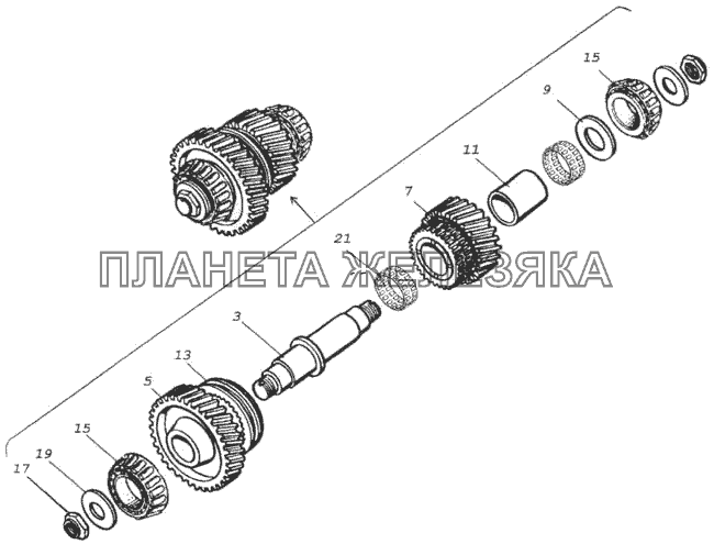 Вал промежуточный раздаточной коробки КамАЗ-43114