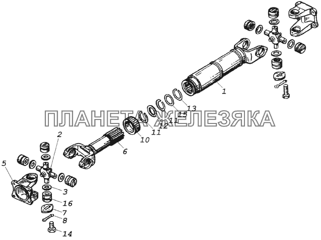 Вал карданный заднего моста с карданами КамАЗ-43114