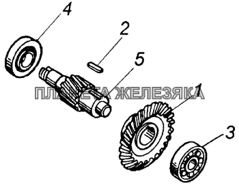 Шестерни ведомая коническая и ведущая цилиндрическая КамАЗ-4326 (каталог 2003г)