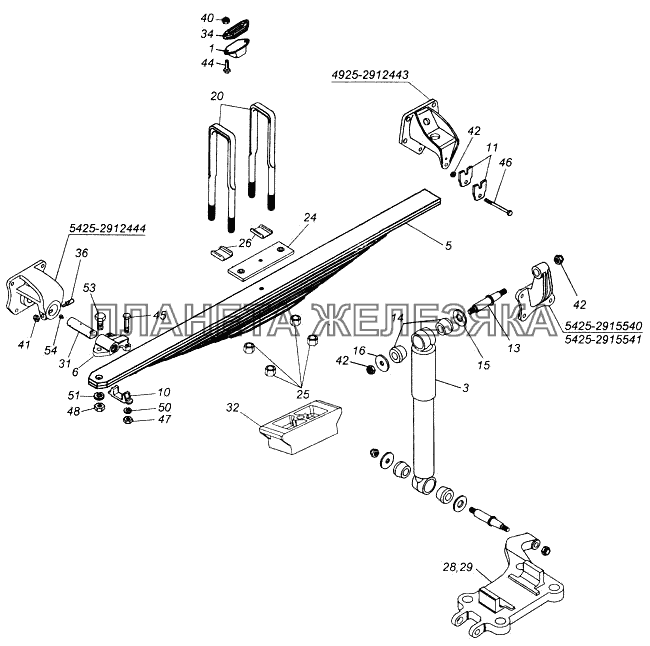 Установка задней подвески КамАЗ-4326 (каталог 2003г)