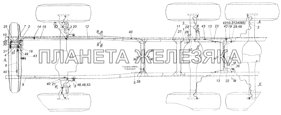 Установка системы накачки шин КамАЗ-43118