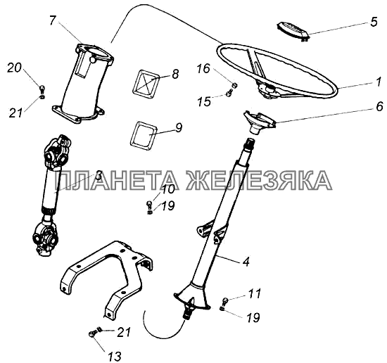 Установка колонки рулевого управления КамАЗ-43118