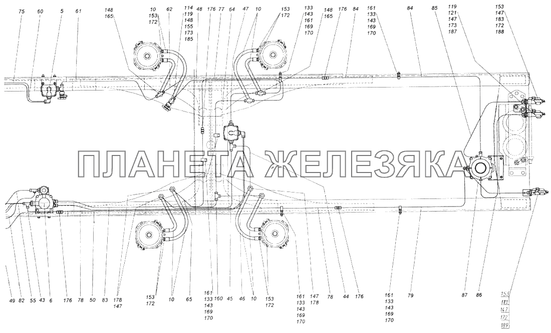 Установка пневмотормозов КамАЗ-43114