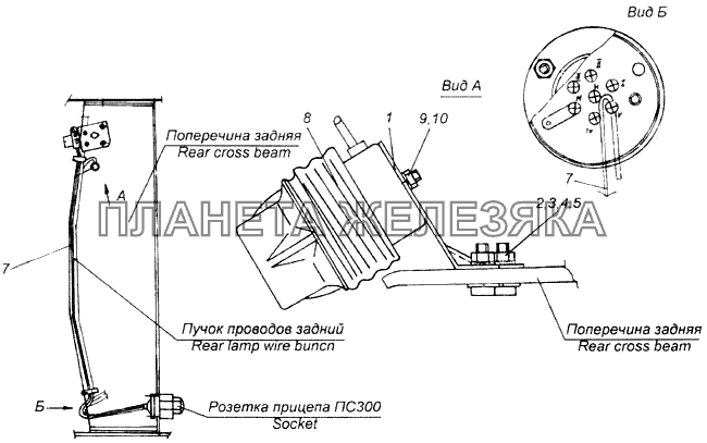 Установка фонаря подкузовной подсветки КамАЗ-43118