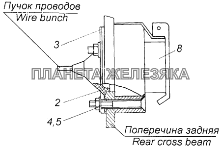 Установка розетки переносной лампы КамАЗ-4326 (каталог 2003г)