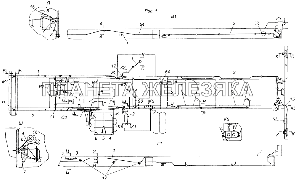 Установка проводов на шасси КамАЗ-43118