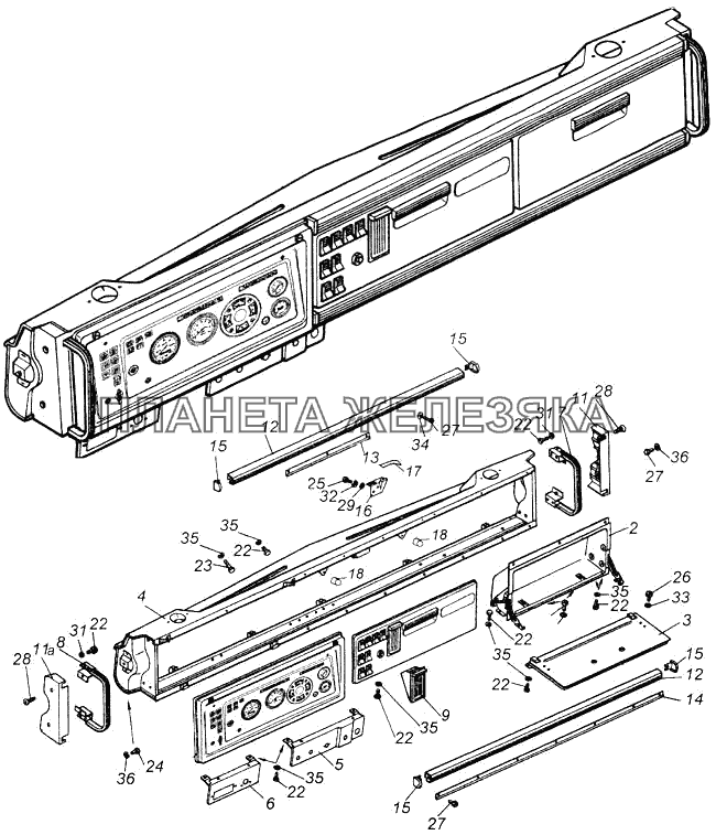 Установка панели приборов КамАЗ-4326 (каталог 2003г)