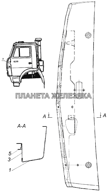 Панель передка боковая съемная левая КамАЗ-43114