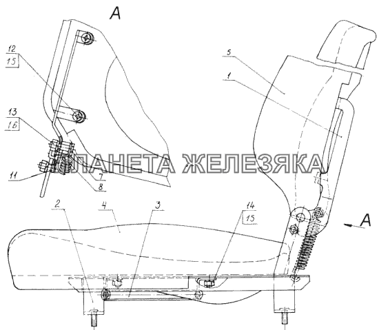 Сиденье пассажирское КамАЗ-4326 (каталог 2003г)