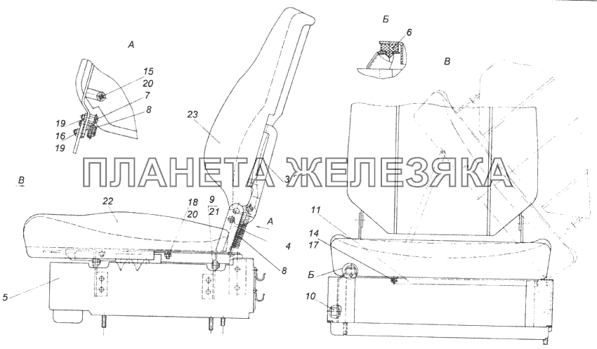 Сиденье пассажирское с ящиком КамАЗ-4326 (каталог 2003г)