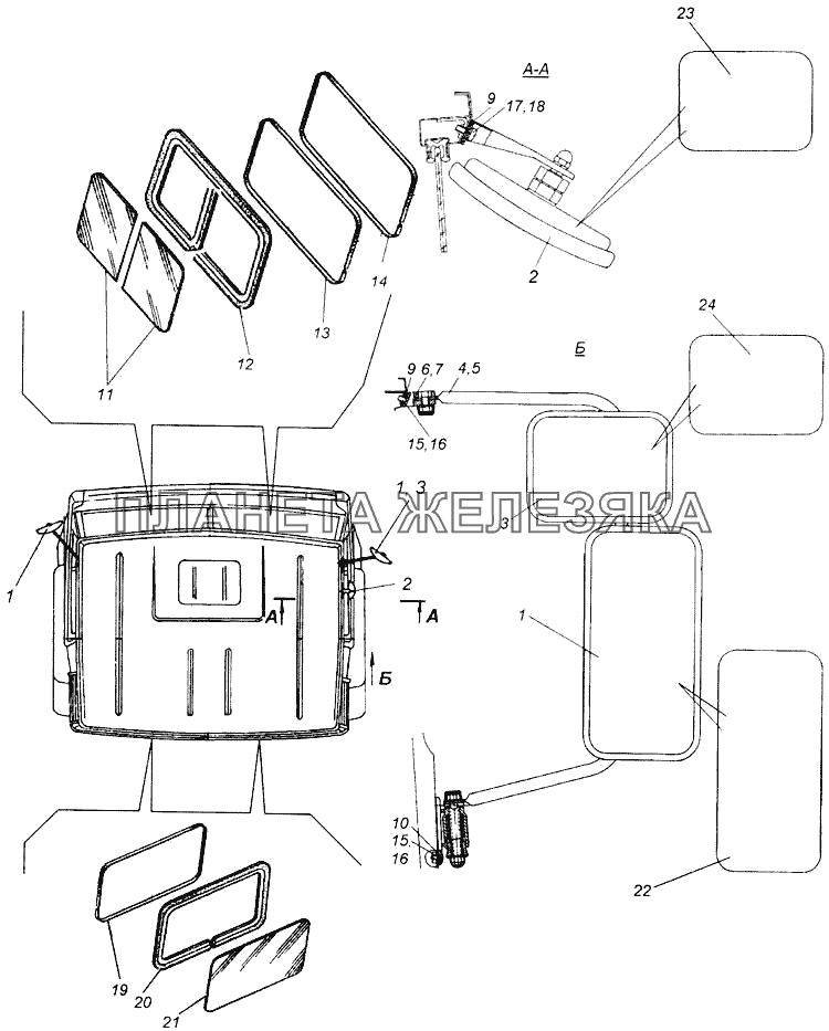 Установка зеркал заднего вида КамАЗ-43114