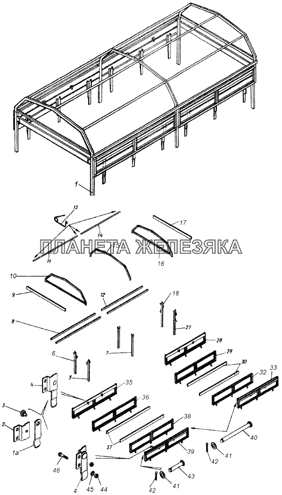 Установка каркаса тента КамАЗ-4326 (каталог 2003г)