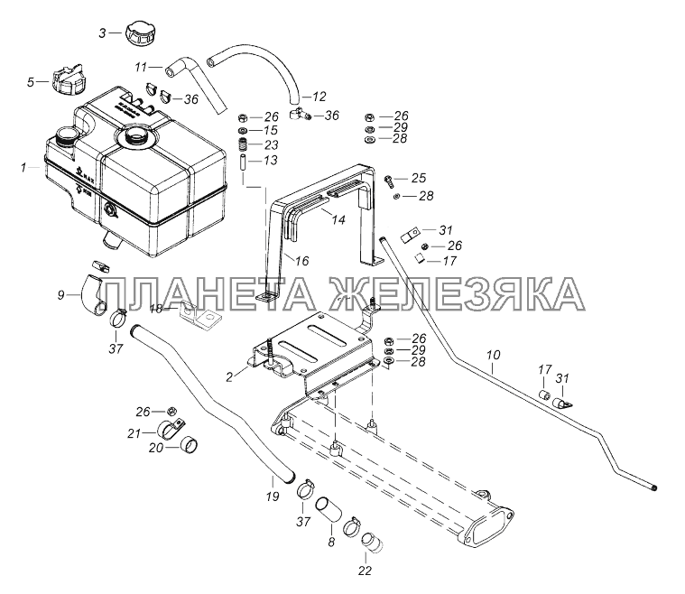 65222-1311005 Установка расширительного бачка КамАЗ-43118 (Евро 4)