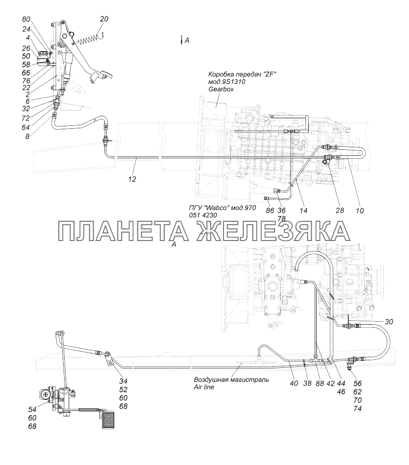 5350-1600006-30 Установка педали и привода выключения сцепления КамАЗ-43118 (Евро 4)