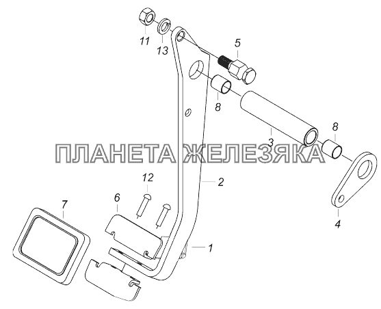 6460-1602010 Педаль сцепления КамАЗ-43118 (Евро 4)