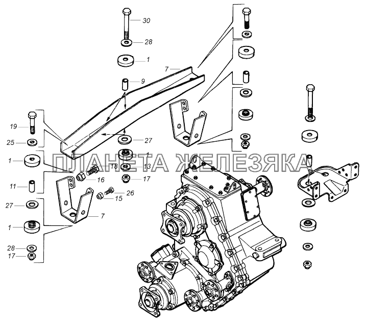 43118-1800008-20 Установка крепления раздаточной коробки КамАЗ-43118 (Евро 4)