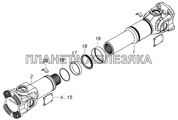 54105-2205011-10 Вал карданный среднего моста КамАЗ-43118 (Евро 4)