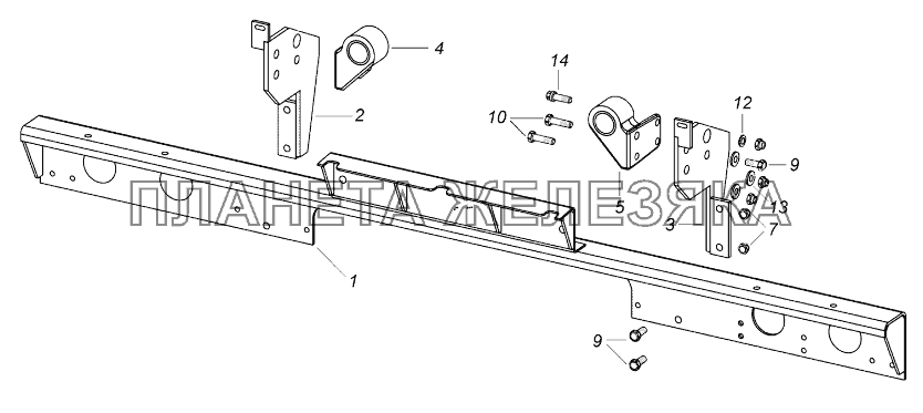 65115-2801003-55 Установка поперечины нижней КамАЗ-43118 (Евро 4)