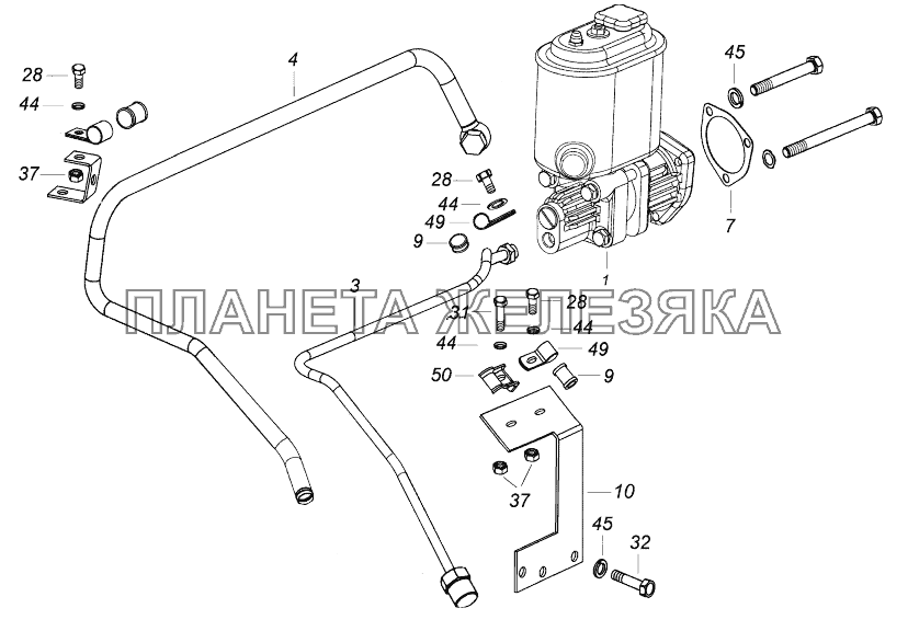 65115-3407001-10 Установка насоса рулевого усилителя КамАЗ-43118 (Евро 4)