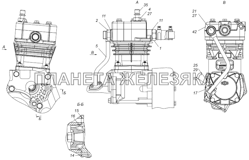 740.30-3509004-03 Установка компрессора КамАЗ-43118 (Евро 4)