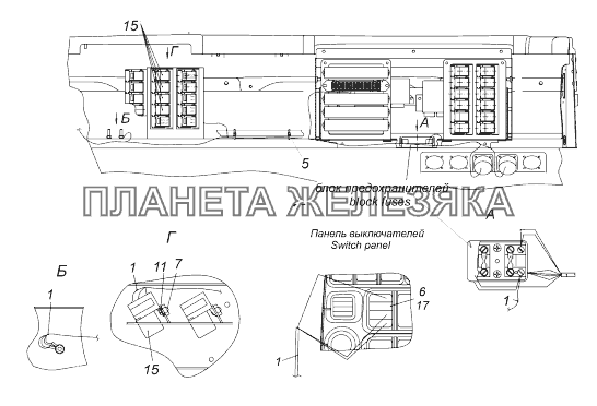 65111-3741016-70 Установка электрооборудования системы подогрева топлива на панели приборов КамАЗ-43118 (Евро 4)